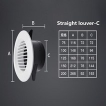 화장실환풍기 주방환풍기 창문형환풍기 75-200mm ABS 환기 그릴 조절 가능한 벽 구멍 플러그 추출기 후드, 03 Straight louver-C_01 75MM