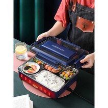 스텐 런치박스 도시락 식판 소풍 밀폐 회사원 배달, 도시락4칸+국그릇