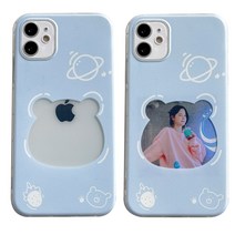 사은품/갤럭시 버디2 점프2 퀀텀3 신기종 A시리즈 전기종 곰돌이 모양 포토 카드 증명 사진 커플 우정 아이돌 포카 프레임 귀여운 디자인 투명 실리콘 젤리 케이스