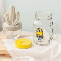 미니언즈 드링킹자 450ml (톰)머그잔 유리컵 주스잔 머그컵세트 투명머그컵 아이스잔 유리잔 유리잔세트 투명머그잔 투명유리컵, 본상품