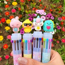 멀티펜 아이윙스 2000멀티펜 레이지스타 캐릭터피규어 10색볼펜 멀티펜0.7mm 다꾸 꾸미기멀티펜 단체선물, 랜덤