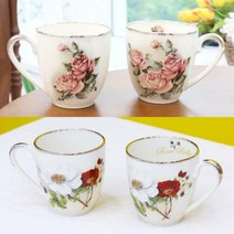 엔틱 로즈 머그 2p 세트 머그컵 머그잔 물컵 주스컵, 엔틱로즈머그2p세트_퀸로즈