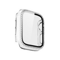 루아러블 애플워치 호환 큐빅 액정보호 풀커버 강화유리 케이스, 투명
