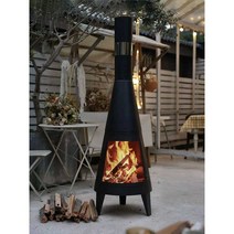 화로대 인테리어 감성 불멍 캠핑 숯불 야외 화목난로, 굴뚝 난로 + 레인 커버