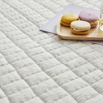 비컨디자인 썸머쿨 삼베시어서커 미끄럼방지 고정밴드침대패드, 블루그레이