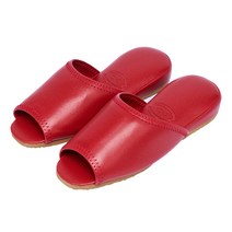 걸작 슬리퍼 오픈토 페이크 레더 실내화 거실화 호텔 슬리퍼, 루즈, 1개