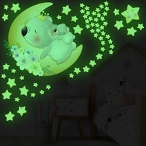 야광스티커 아이방 꾸미기 벽지 천장 인테리어 포인트 시트지 환타스틱스 아기 토끼 곰 코끼리 코알라 기린 무지개 구름 유니콘 사슴 종이비행기, 7 엄마랑아기코알라