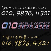 소형 자동차 차량용 오토바이 자전거 주차 전화번호 알림 스티커, 홀로그램, 굵은고딕