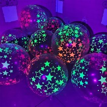 12 인치 UV 네온 글로우 형광 풍선 장식 10 개 생일 축하 파티 어둠 속에서 빛나는 Blacklight 반응성 용품, [01] 12 인치, [10] Transparent Star