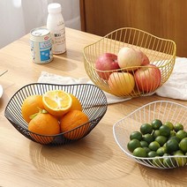 북유럽 스타일 철예 과일 바구니 프릴 철선 불규칙 과일 접시 간식 철예 과일 바구니, 연잎흑트럼펫(쇼트) 스트레이트 엣지, 1개