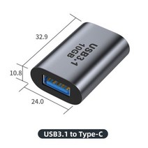 USB 타입 C 어댑터 Male to USB/HDMI-호환/DP/VGA/Mini DP/RJ45 Female 10Gbps 비디오 전송 Macbook Pro 노트북 전화용, USB A F to Type C F