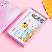 실링왁스인장 실링 스탬프 파이어 페인트 인장 세트 싸구려 용광로 도구 포함 화성 봉투 봉인 플레이트 난로 앙장 고궁 왁스 알갱이 24 믹스 손잡이 캔들 선물 상자 새 핸드 도장, 04 시미즈 블루-9세트