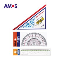 AMOS 각도기+삼각자+15cm 직자 세트, 5세트