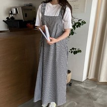 퍼니걸스 6262 데일리 뷔스티에 프릴 체크 롱 여성 원피스 여성의류