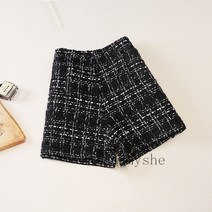 [Myshe]여성 가을 겨울 패션 체크 모직 반바지 Dou2fei912DK3