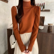 스웨터니트이너셔츠 겨울 가을 와이드 루즈핏 풀오버 후드 슬림 이너웨어 벌룬소매 목폴라 여성 3613613256