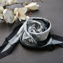 [더로라] 마름모 실크 스카프- 붓 수묵화 S8038