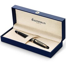 일본직발송 3. 워터맨 WATERMAN EXPERT FOUNTAIN PEN FINE NIB BLACK WITH GOLD TRIM (S0951640) BY WAT, One Size, 파인니브 Fine Nib