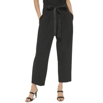 [DKNY] 하이-라이즈 트윌 크롭드 타이-웨이스트 팬츠