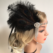 신부 웨딩 촬영 들러리 공작 깃털 태슬 골드밴드 머리장식 복고풍 헤어밴드 선물용 헤어장식 4