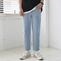 독보남 테이퍼드핏 옆밴딩 9부청바지