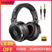 oneodio 유선 헤드셋 전문 스튜디오 pro dj 헤드폰 (마이크 포함) 듀얼 듀티 케이블 hifi 모니터 전화 pc 용 음악 헤드셋, 프로 50-블랙