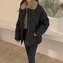[레티고] 밍크 카라 퀄팅 누빔 패딩 점퍼