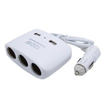 120W 12V-24V 겸용 2구USB + 3구 멀티소켓 시거잭 자동차 차량용, 베이직 화이트