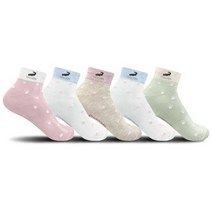 크로커다일 여성용 자수 캐주얼 롤린 도트 단목 양말 5족세트 CD247