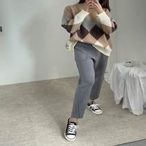 오슈 여성 가을 데일리 캐주얼 빅 포켓 니트 배기팬츠