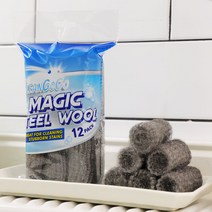 크린고고 매직스틸울 수세미 탄냄비 기름때 타일 스텐 자전거 자동차 유막 녹제거 일회용 철수세미, 크린고고 매직스틸울 12롤