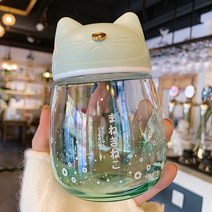 캣폴 베란다펫도어 원목캣타워 캣타워DIY 300ml 고양이 유리 컵 귀여운 물병 소녀 만화 미니 머그잔 일본식 크리 에이 티브 텀블러 휴대용 마시는 주전자, [01] 300ml, [01] White