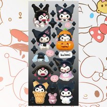 산리오 홀로그램 스티커 12종 세트 꾸미기 다이어리 탑로더 3D모델링, 3D - 쿠로미