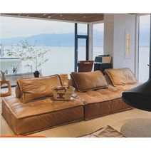 6인용 가죽 쇼파 5인용 4인용 3.5인용 3인용 통가죽 카멜 넓은 카우치 소파 거실, 싱글 105105cm 1층 나파 소가죽