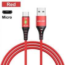 USLION-화웨이 P40 P30 프로 핸드폰용 USB c타입 케이블 5a 핸드폰 고속 충전 데이터 와이어 코드 샤오미 12 포코 X4 원플러스, Red, 3m