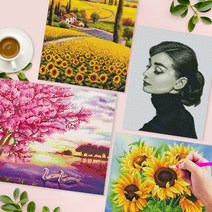 아이러브페인팅 DIY 캔버스형 보석십자수 4050 비즈 구슬 큐빅 명화 취미 인물, 2.오드리햅번2 보석십자수