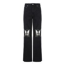 22SS 아워레가시 여성 버터플라이 패치 팬츠 블랙 W2225SSD