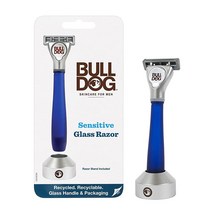 Bulldog Mens Skincare and Grooming 남성용 오리지널 대나무 면도기 천연 대나무 면도기 손잡이와 면도기 리필 2개 포함, Sensitive Glass Razor
