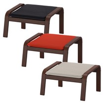 [이케아] POANG 풋 스툴(프레임 브라운), 색상:크니사 블랙_292.446.82