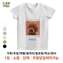 [커스텀팩토리] 반려견 티셔츠 주말제작가능 1장 가능 소량 가족티 단체티 주문제작 인쇄 프린팅, L 사이즈 기준 12cm, 민트