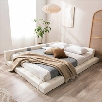 젠티스 저상형 사각스퀘어 슈퍼싱글 세트, 화이트, 프레임+참숯지퍼골드+깔판