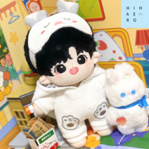 아이돌 인형 인형옷 세트 20cm 무속성 면 목화솜 남자 잠옷 파자마 검은머리 스타 피규어 의상 생일선물 솜뭉치, 인형+옷 세트