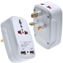 다국적사용가능 여행 어댑터 범용 국제 플러그 2 USB 충전 포트 세계 AC 전원 충전기 LED MAX13A EU 및 UK 변환기, NK-823 2_1개
