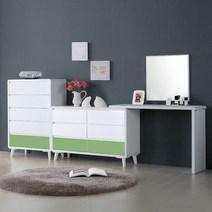 [천삼백케이] [로쏘] 레인 수납형화장대세트, 그린(한칸)