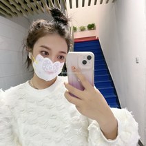 신형 케이티 고양이 프린트 마스크 봄 여름 보호 자외선 차단 통기kitty 고양이 3d 입체 마스크 여성 고안료, 노란 귀걸이[KT 고양이 3D 마스크], 120마리