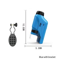 광학현미경 60X-120X 휴대용 미니 포켓 HD 현미경 LED 램프 포함 생물 과학 교육용 장난감, [03] Blue Holder