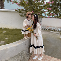 엄마랑 딸이랑 밑단 프릴 롱 원피스 커플룩