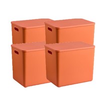 피피에프 더 컬러 리빙박스 다용도 수납 정리 팬트리 손잡이형04 30L, 오렌지, 4개