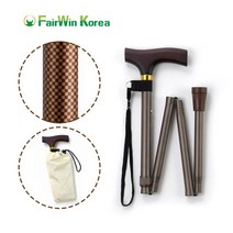 페어윈 플라워 빅핸드 접이식 지팡이, 체크브라운, 1개
