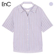 이엔씨 (EnC) 레터링 프린트 스트라이프 블라우스(ENBA83755W)